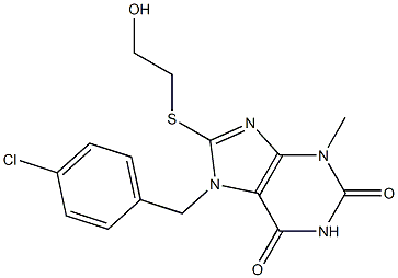 7-[(4-chlorophenyl)methyl]-8-[(2-hydroxyethyl)sulfanyl]-3-methyl-3,7-dihydro-1H-purine-2,6-dione Struktur