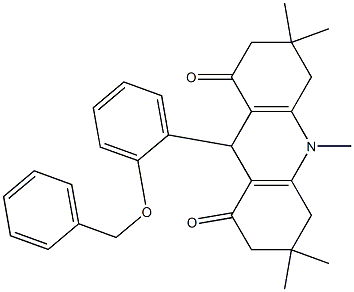 9-[2-(benzyloxy)phenyl]-3,3,6,6,10-pentamethyl-3,4,6,7,9,10-hexahydro-1,8(2H,5H)-acridinedione Struktur