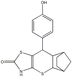 9-(4-hydroxyphenyl)-3,7-dithia-5-azatetracyclo[9.2.1.0~2,10~.0~4,8~]tetradec-4(8)-en-6-one Struktur