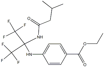 ethyl 4-{[2,2,2-trifluoro-1-[(3-methylbutanoyl)amino]-1-(trifluoromethyl)ethyl]amino}benzoate Struktur