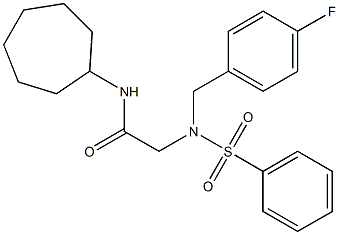 N-cycloheptyl-2-[(4-fluorobenzyl)(phenylsulfonyl)amino]acetamide Struktur