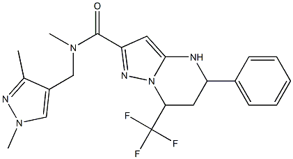 N-[(1,3-dimethyl-1H-pyrazol-4-yl)methyl]-N-methyl-5-phenyl-7-(trifluoromethyl)-4,5,6,7-tetrahydropyrazolo[1,5-a]pyrimidine-2-carboxamide Struktur