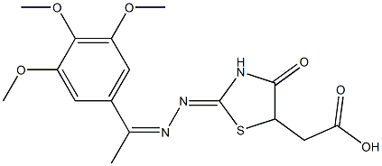 (4-oxo-2-{[1-(3,4,5-trimethoxyphenyl)ethylidene]hydrazono}-1,3-thiazolidin-5-yl)acetic acid Struktur