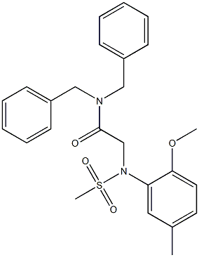 N,N-dibenzyl-2-[2-methoxy-5-methyl(methylsulfonyl)anilino]acetamide Struktur