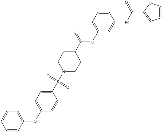 3-(2-furoylamino)phenyl 1-[(4-phenoxyphenyl)sulfonyl]-4-piperidinecarboxylate Struktur