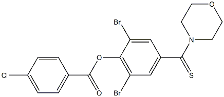 2,6-dibromo-4-(4-morpholinylcarbothioyl)phenyl 4-chlorobenzoate Struktur