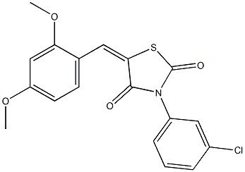 3-(3-chlorophenyl)-5-(2,4-dimethoxybenzylidene)-1,3-thiazolidine-2,4-dione Struktur