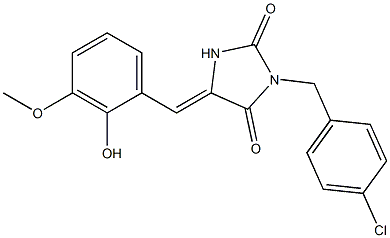 3-(4-chlorobenzyl)-5-(2-hydroxy-3-methoxybenzylidene)-2,4-imidazolidinedione Struktur