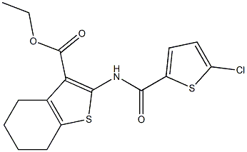 ethyl 2-{[(5-chloro-2-thienyl)carbonyl]amino}-4,5,6,7-tetrahydro-1-benzothiophene-3-carboxylate Struktur