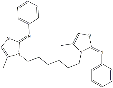 N-(4-methyl-3-{6-[4-methyl-2-(phenylimino)-1,3-thiazol-3-yl]hexyl}-1,3-thiazol-2-ylidene)-N-phenylamine Struktur