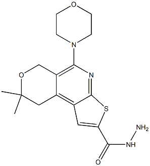 8,8-dimethyl-5-(4-morpholinyl)-8,9-dihydro-6H-pyrano[4,3-d]thieno[2,3-b]pyridine-2-carbohydrazide Struktur