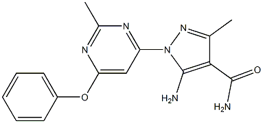 5-amino-3-methyl-1-(2-methyl-6-phenoxy-4-pyrimidinyl)-1H-pyrazole-4-carboxamide Struktur