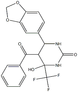 6-(1,3-benzodioxol-5-yl)-5-benzoyl-4-hydroxy-4-(trifluoromethyl)tetrahydro-2(1H)-pyrimidinone Struktur