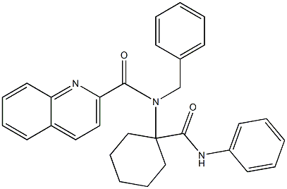 N-[1-(anilinocarbonyl)cyclohexyl]-N-benzyl-2-quinolinecarboxamide Struktur