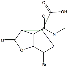 2-bromo-9-methyl-5,8-dioxo-4-oxa-9-azatricyclo[4.3.1.0~3,7~]decane-10-carboxylic acid Struktur