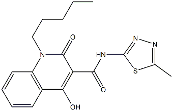 4-hydroxy-N-(5-methyl-1,3,4-thiadiazol-2-yl)-2-oxo-1-pentyl-1,2-dihydroquinoline-3-carboxamide Struktur