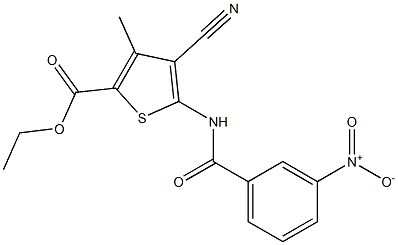 ethyl 4-cyano-3-methyl-5-[(3-nitrobenzoyl)amino]-2-thiophenecarboxylate Struktur