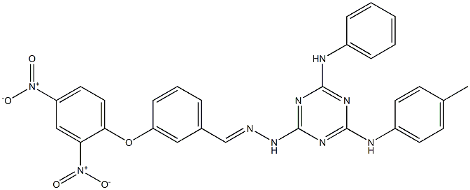 3-{2,4-dinitrophenoxy}benzaldehyde [4-anilino-6-(4-toluidino)-1,3,5-triazin-2-yl]hydrazone Struktur