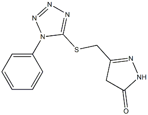 5-{[(1-phenyl-1H-tetraazol-5-yl)thio]methyl}-2,4-dihydro-3H-pyrazol-3-one Struktur