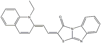 2-[2-(1-ethyl-2(1H)-quinolinylidene)ethylidene][1,3]thiazolo[3,2-a]benzimidazol-3(2H)-one Struktur