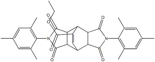 ethyl 4,10-dimesityl-3,5,9,11-tetraoxo-4,10-diazatetracyclo[5.5.2.0~2,6~.0~8,12~]tetradec-13-ene-13-carboxylate Struktur