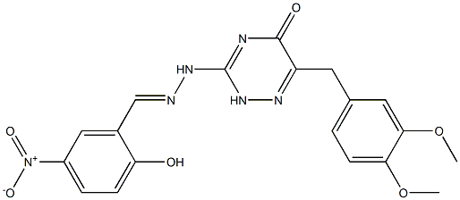 2-hydroxy-5-nitrobenzaldehyde [6-(3,4-dimethoxybenzyl)-5-oxo-2,5-dihydro-1,2,4-triazin-3-yl]hydrazone Struktur