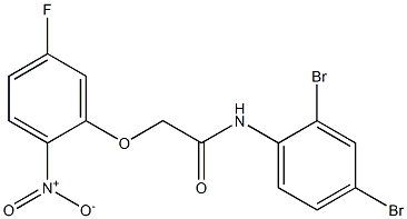 N-(2,4-dibromophenyl)-2-{5-fluoro-2-nitrophenoxy}acetamide Struktur