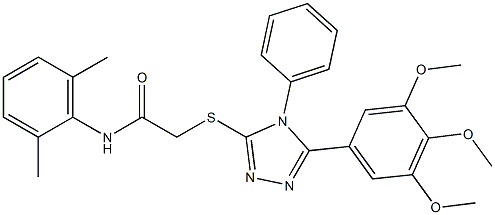 N-(2,6-dimethylphenyl)-2-{[4-phenyl-5-(3,4,5-trimethoxyphenyl)-4H-1,2,4-triazol-3-yl]sulfanyl}acetamide Struktur