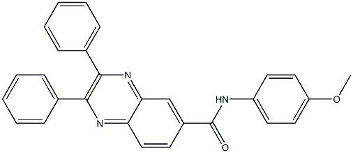 N-(4-methoxyphenyl)-2,3-diphenyl-6-quinoxalinecarboxamide Struktur