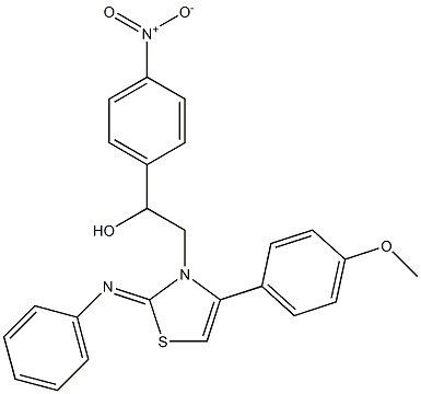 1-{4-nitrophenyl}-2-(4-(4-methoxyphenyl)-2-(phenylimino)-1,3-thiazol-3(2H)-yl)ethanol Struktur