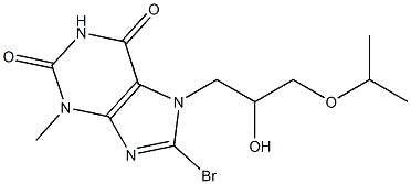 8-bromo-7-(2-hydroxy-3-isopropoxypropyl)-3-methyl-3,7-dihydro-1H-purine-2,6-dione Struktur