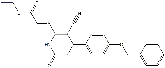 ethyl ({4-[4-(benzyloxy)phenyl]-3-cyano-6-oxo-1,4,5,6-tetrahydro-2-pyridinyl}sulfanyl)acetate Struktur