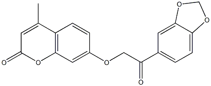 7-[2-(1,3-benzodioxol-5-yl)-2-oxoethoxy]-4-methyl-2H-chromen-2-one Struktur