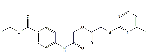 ethyl 4-{[({[(4,6-dimethyl-2-pyrimidinyl)sulfanyl]acetyl}oxy)acetyl]amino}benzoate Struktur