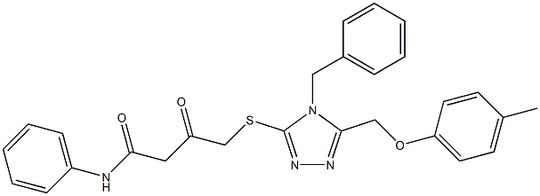 4-({4-benzyl-5-[(4-methylphenoxy)methyl]-4H-1,2,4-triazol-3-yl}sulfanyl)-3-oxo-N-phenylbutanamide Struktur