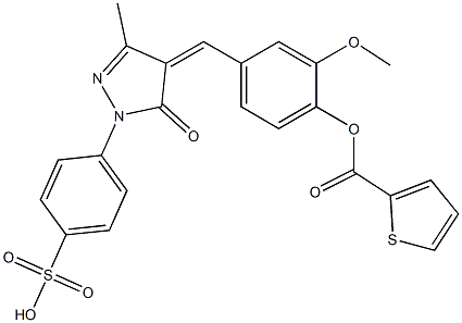 4-(4-{3-methoxy-4-[(2-thienylcarbonyl)oxy]benzylidene}-3-methyl-5-oxo-4,5-dihydro-1H-pyrazol-1-yl)benzenesulfonic acid Struktur