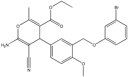 ethyl 6-amino-4-{3-[(3-bromophenoxy)methyl]-4-methoxyphenyl}-5-cyano-2-methyl-4H-pyran-3-carboxylate Struktur