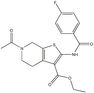 ethyl 6-acetyl-2-[(4-fluorobenzoyl)amino]-4,5,6,7-tetrahydrothieno[2,3-c]pyridine-3-carboxylate Struktur