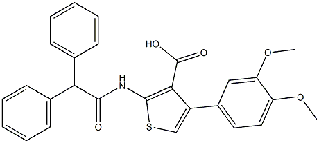 4-(3,4-dimethoxyphenyl)-2-[(diphenylacetyl)amino]-3-thiophenecarboxylic acid Struktur