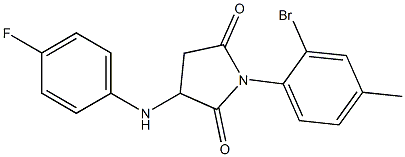 1-(2-bromo-4-methylphenyl)-3-(4-fluoroanilino)-2,5-pyrrolidinedione Struktur