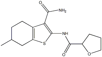 N-[3-(aminocarbonyl)-6-methyl-4,5,6,7-tetrahydro-1-benzothien-2-yl]tetrahydro-2-furancarboxamide Struktur