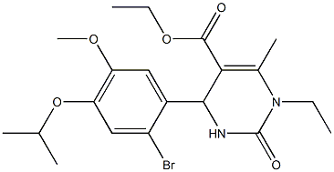 ethyl 4-(2-bromo-4-isopropoxy-5-methoxyphenyl)-1-ethyl-6-methyl-2-oxo-1,2,3,4-tetrahydro-5-pyrimidinecarboxylate Struktur