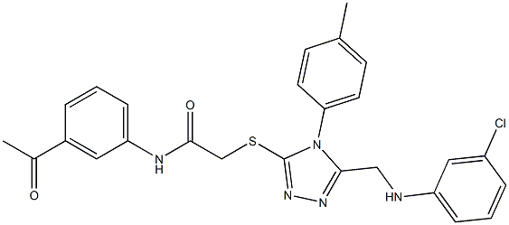 N-(3-acetylphenyl)-2-{[5-[(3-chloroanilino)methyl]-4-(4-methylphenyl)-4H-1,2,4-triazol-3-yl]sulfanyl}acetamide Struktur