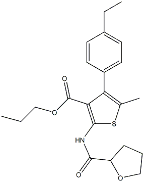 propyl 4-(4-ethylphenyl)-5-methyl-2-[(tetrahydro-2-furanylcarbonyl)amino]-3-thiophenecarboxylate Struktur