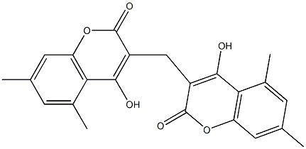 4-hydroxy-3-[(4-hydroxy-5,7-dimethyl-2-oxo-2H-chromen-3-yl)methyl]-5,7-dimethyl-2H-chromen-2-one Struktur