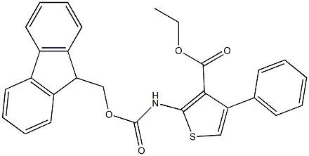 ethyl 2-{[(9H-fluoren-9-ylmethoxy)carbonyl]amino}-4-phenyl-3-thiophenecarboxylate Struktur