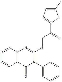 2-{[2-(5-methyl-2-thienyl)-2-oxoethyl]sulfanyl}-3-phenyl-4(3H)-quinazolinone Struktur