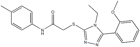 2-({4-ethyl-5-[2-(methyloxy)phenyl]-4H-1,2,4-triazol-3-yl}sulfanyl)-N-(4-methylphenyl)acetamide Struktur