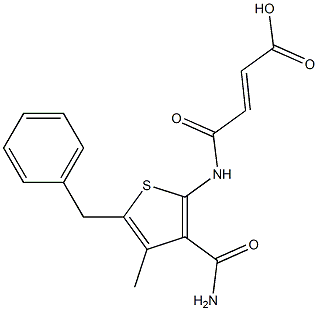 (E)-4-{[3-(aminocarbonyl)-5-benzyl-4-methyl-2-thienyl]amino}-4-oxo-2-butenoic acid Struktur