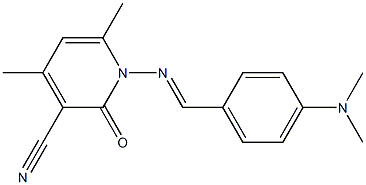 1-({(E)-[4-(dimethylamino)phenyl]methylidene}amino)-4,6-dimethyl-2-oxo-1,2-dihydro-3-pyridinecarbonitrile Struktur